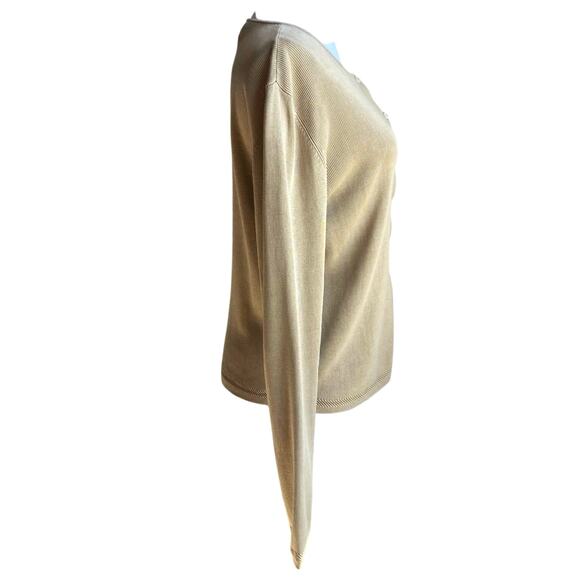 LAUREN RALPH LAUREN 100% Silk Ribbed Knit Cardigan Size L Old Money Quiet Luxury - Picture 4 of 11